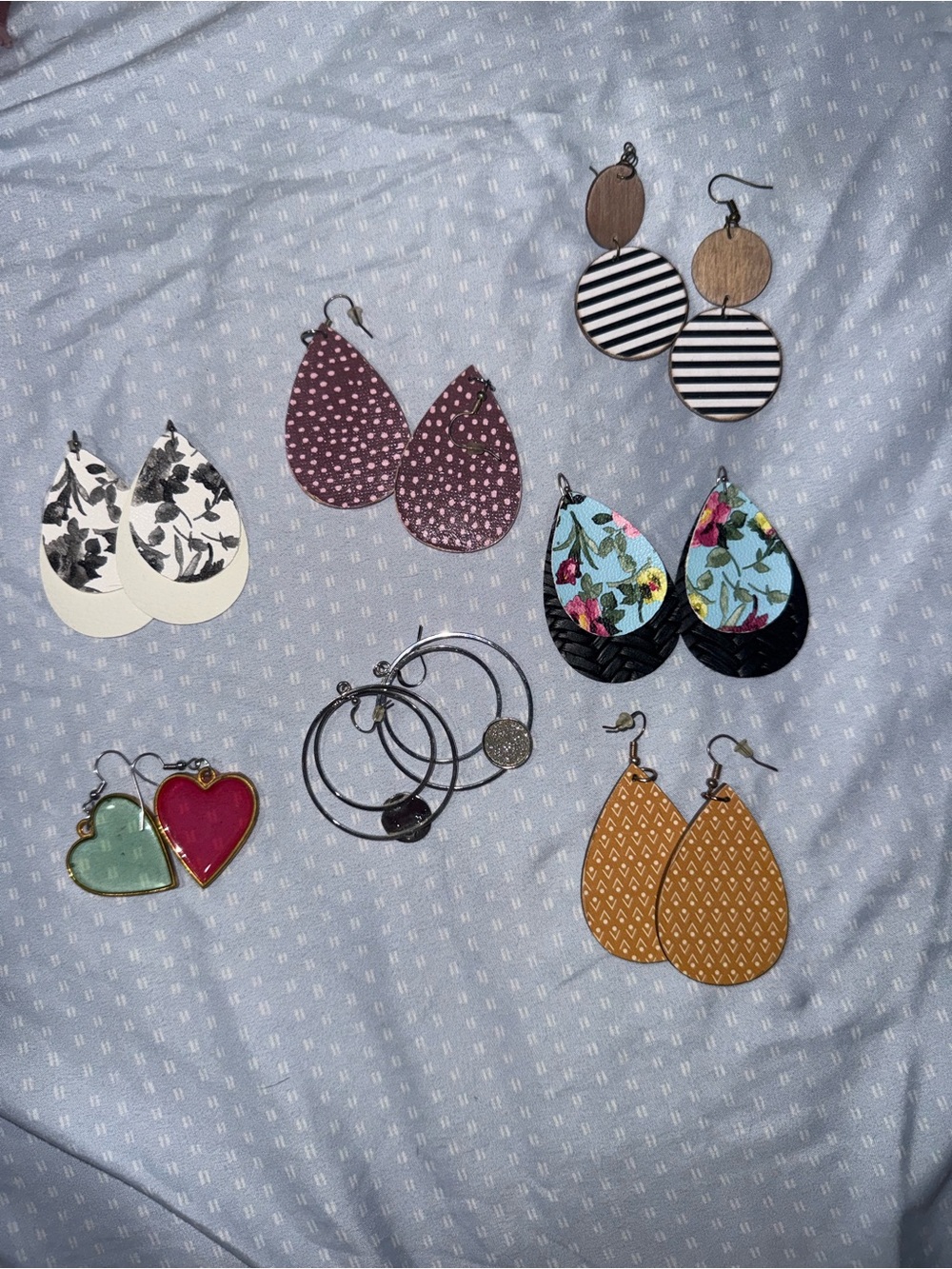 7 Assorted Women's Drop Earrings - Multi-Color Set